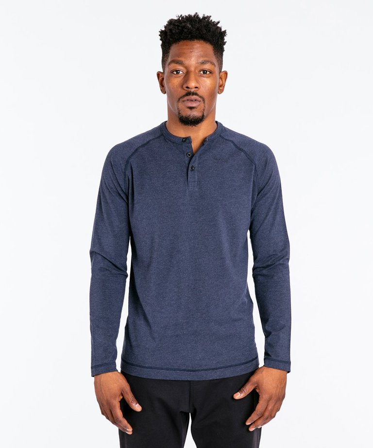 Go-To Long Sleeve Henley | Men's Heather Navy - Heather Navy