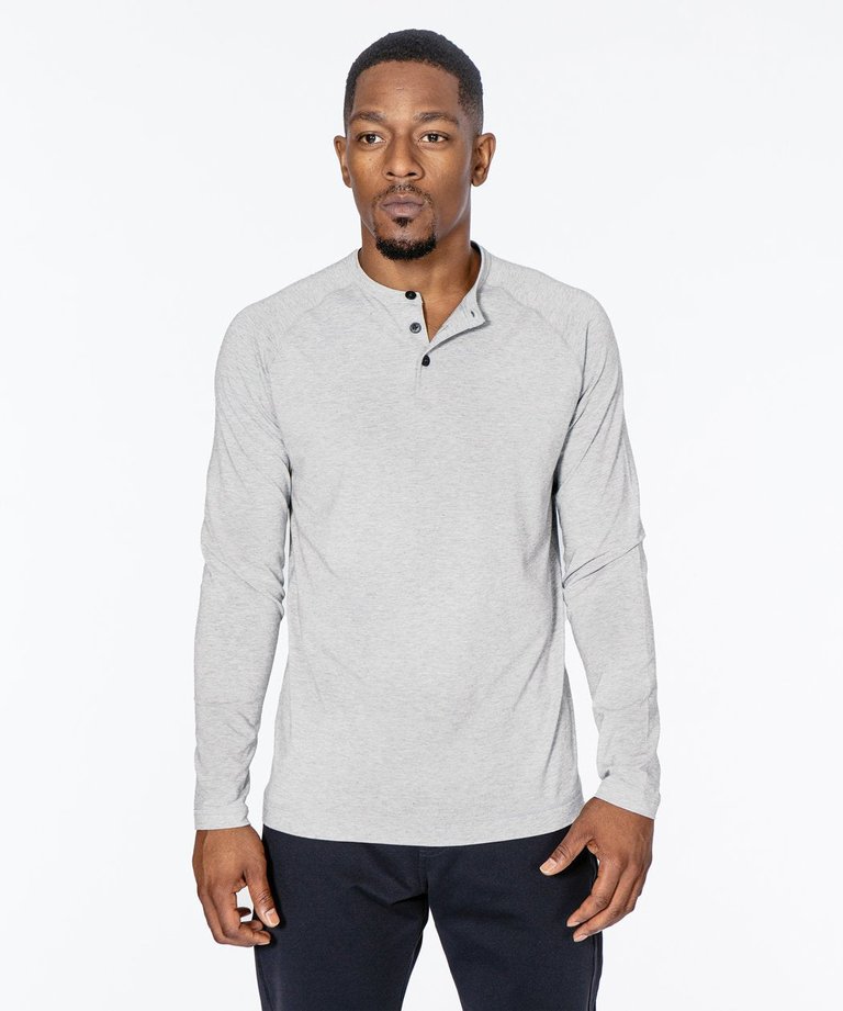 Go-To Long Sleeve Henley | Men's Heather Silver Spoon - Heather Silver Spoon