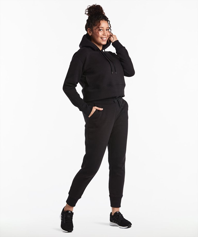 Luxe Fleece Cropped Hoodie | Women's Black