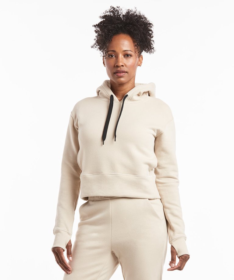 Luxe Fleece Cropped Hoodie | Women's Ivory - Ivory