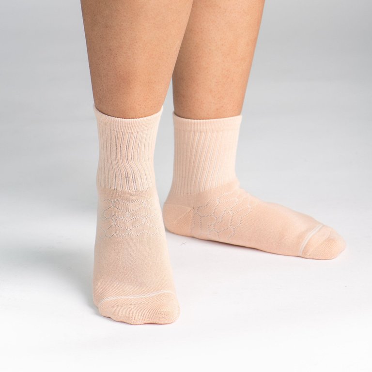 Bamboo Socks, Uptown Quarter Crew - Aurora Apricot