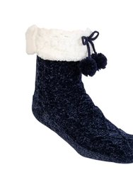 Blue Sail Chenille - Recycled Slipper Socks - Blue Sail Chenille