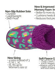 Bright Creekside Slide Slippers | Purple Leopard