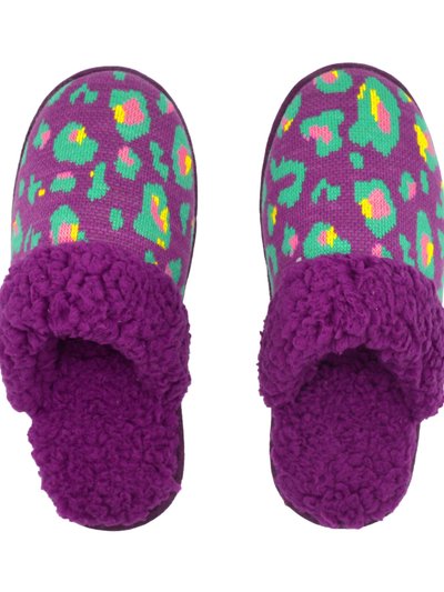 Pudus Bright Creekside Slide Slippers | Purple Leopard product