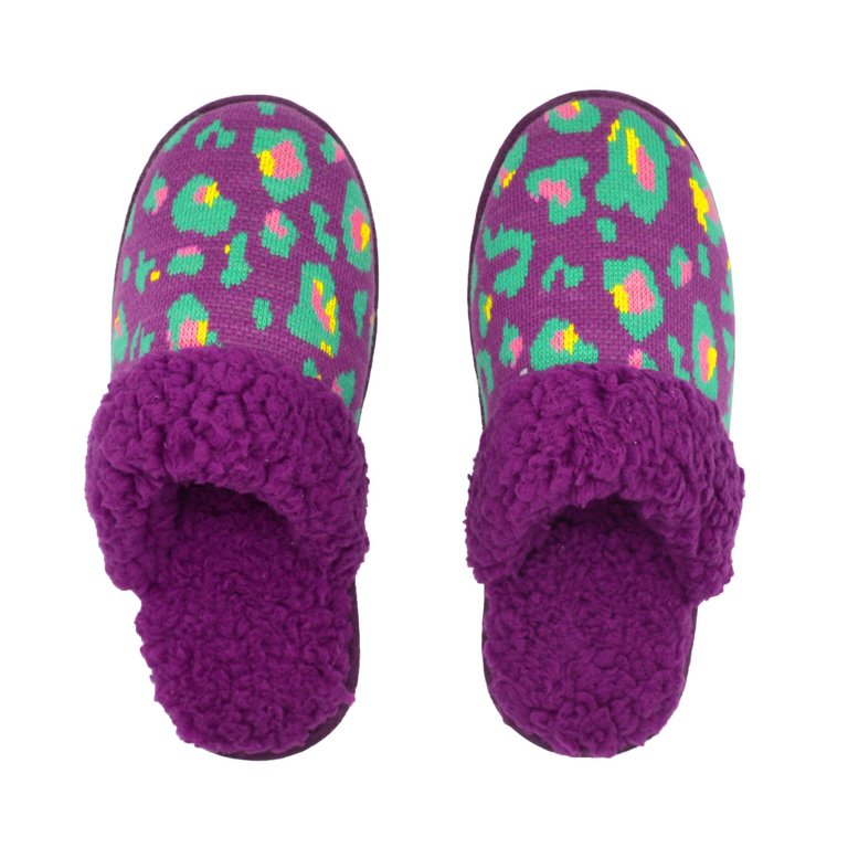 Bright Creekside Slide Slippers | Purple Leopard - Purple Leopard