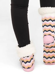 Chevron Navy Pink - Recycled Slipper Socks