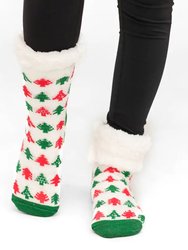 Christmas Pinetrees - Recycled Slipper Socks