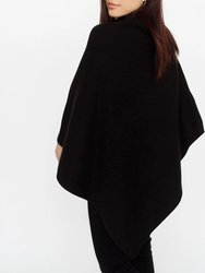 Faux Cashmere Poncho - Black - Black