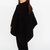 Faux Cashmere Poncho - Black - Black