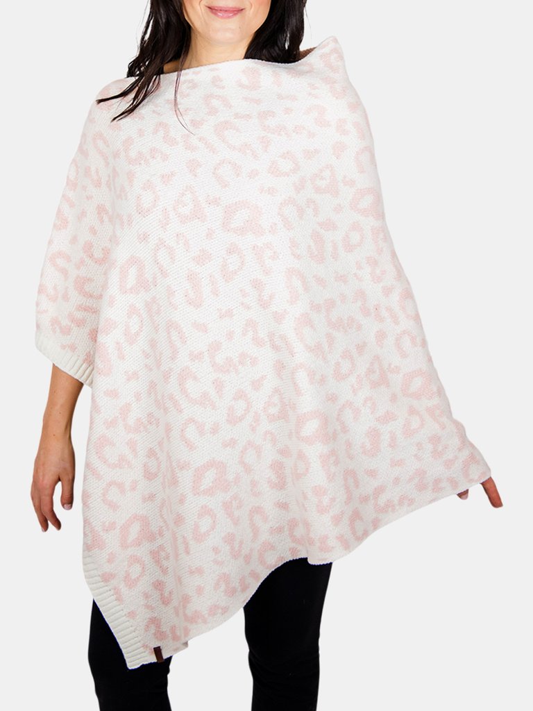 Faux Cashmere Poncho | Cheetah Pink Dogwood - Cheetah Pink Dogwood