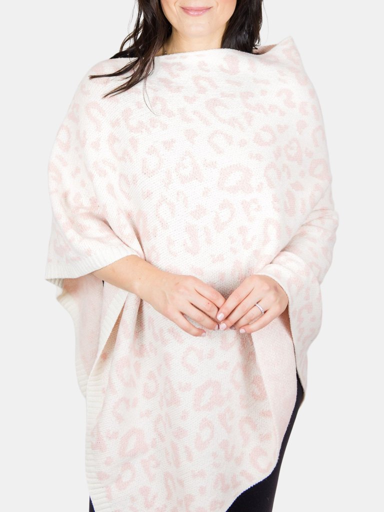 Faux Cashmere Poncho | Cheetah Pink Dogwood