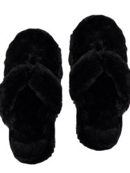 Recycled Cottontail Flip Flop Slippers - Black - Black