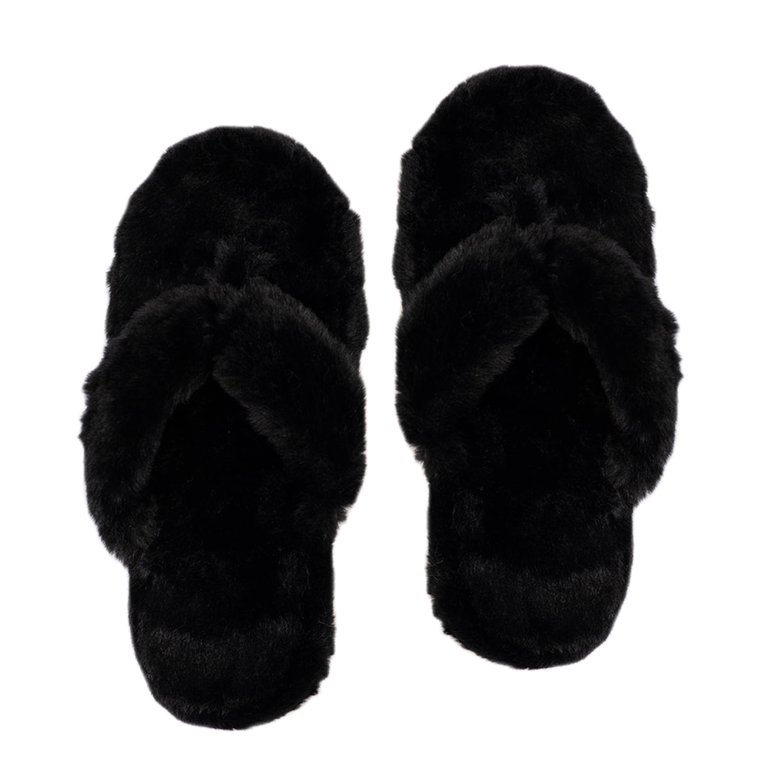 Recycled Cottontail Flip Flop Slippers - Black - Black