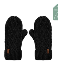 Recycled Mittens - Chenille Knit Black - Black