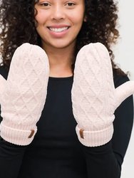Recycled Mittens - Chenille Knit First Blush