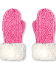 Winter Mittens - Cable Knit Pink - Cable Knit Pink