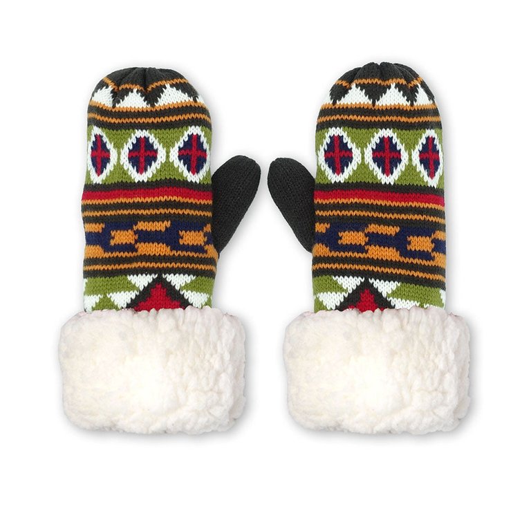 Winter Mittens - Geometric Green - Geometric Green