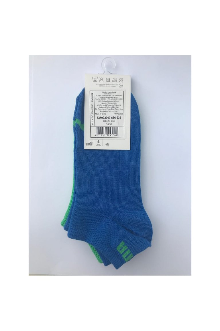 Childrens/Kids Sport Lifestyle Sneaker Socks 2 Pairs - Green/Blue