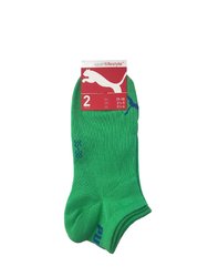 Childrens/Kids Sport Lifestyle Sneaker Socks 2 Pairs - Green/Blue - Green/Blue