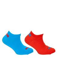 Childrens/Kids Sport Lifestyle Sneaker Socks 2 Pairs - Red/Blue - Red/Blue
