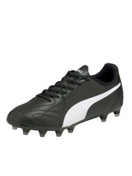 Mens King Hero 21 FG Leather Soccer Cleats - Black/White - Black/White