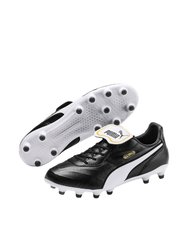 Mens King Top Leather Soccer Cleats Boots - Black/White - Black/White