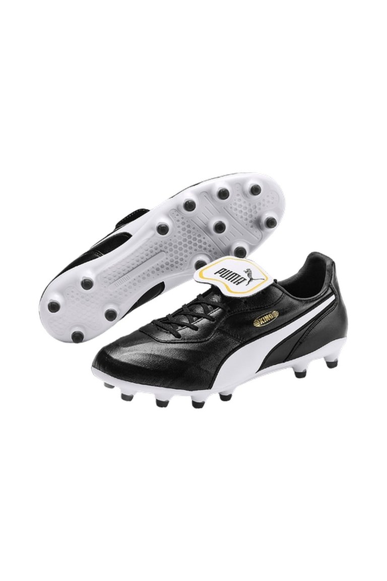 Mens King Top Leather Soccer Cleats Boots - Black/White - Black/White