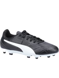 Puma Childrens/Kids Monarch FG Leather Firm Ground Rugby Boots (Black/White) - Black/White