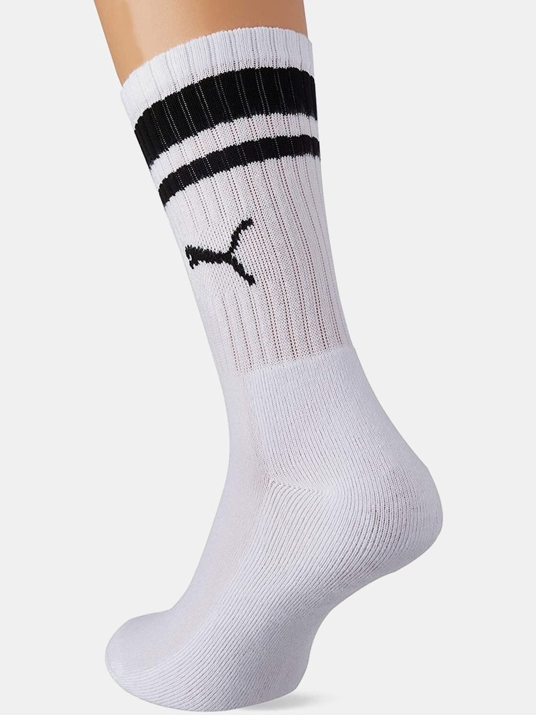 Puma Unisex Adult Heritage Stripe Crew Socks (Pack of 2) (White/Black)