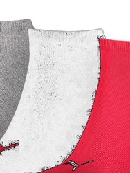 Puma Unisex Adult Invisible Socks (Pack of 3) (Black/Red/Gray)