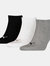 Puma Unisex Adult Invisible Socks (Pack of 3) (Gray/White/Black) - Gray/White/Black