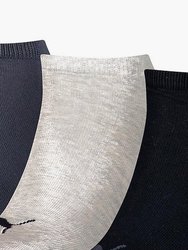 Puma Unisex Adult Invisible Socks (Pack of 3) (Navy/Light Grey/Black)