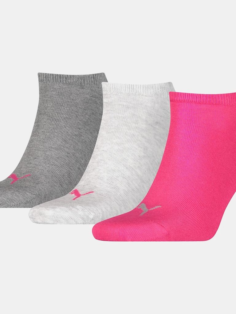 Puma Unisex Adult Invisible Socks (Pack of 3) (Pink/Gray/Charcoal Grey) - Pink/Gray/Charcoal Grey