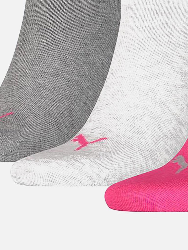 Puma Unisex Adult Invisible Socks (Pack of 3) (Pink/Gray/Charcoal Grey)