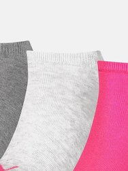 Puma Unisex Adult Invisible Socks (Pack of 3) (Pink/Gray/Charcoal Grey)