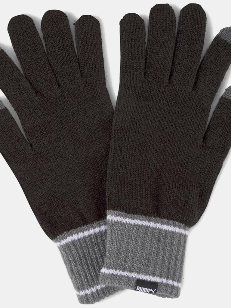 Puma Unisex Adult Knitted Winter Gloves - Black/Gray Heather