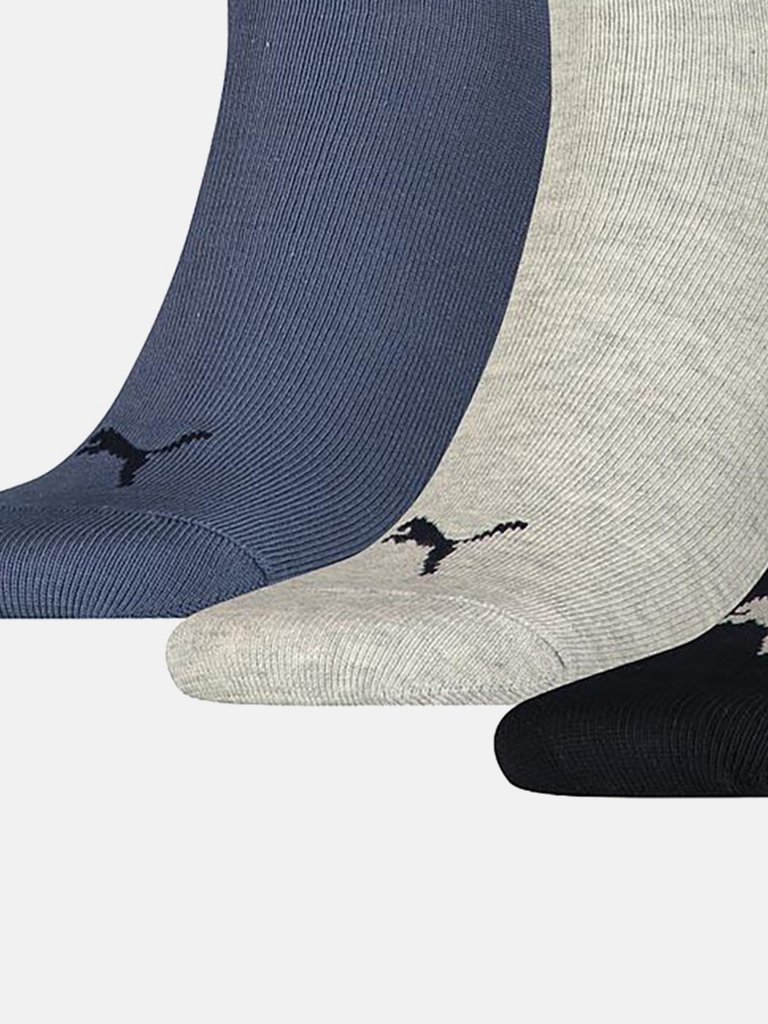 Puma Unisex Adult Quarter Training Ankle Socks (Pack of 3) (Navy/Black/Light Grey)