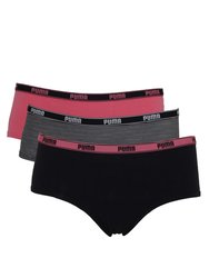 Puma Womens/Ladies Hipster Briefs (Pack Of 3) (Black/Pink) - Black/Pink