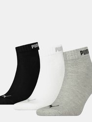 Puma Womens/Ladies Quarter Ankle Socks (Pack of 3) (Black/Gray/White) - Black/Gray/White