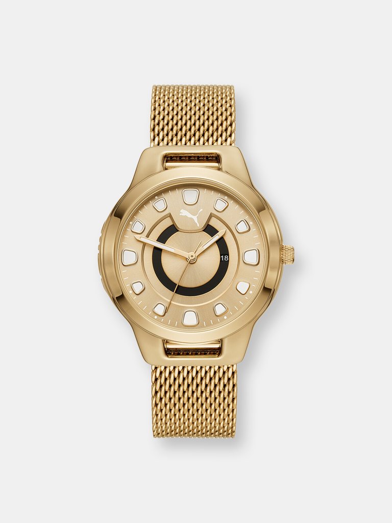 Puma Women's Reset P1008 Gold Stainless-Steel Quartz Fashion Watch - Gold