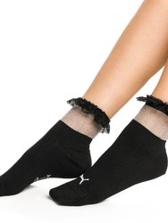 Puma X Selena Gomez Womens/Ladies Ruffle Short Crew Socks (Black)