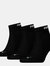 Unisex Adult Quarter Socks - Black - Black