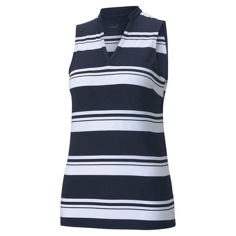 Women's Cloudspun Valley Stripe Sleeveless Polo - Navy Blazer