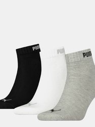 Womens/Ladies Quarter Ankle Socks - Black / White / Gray - Black / White / Gray