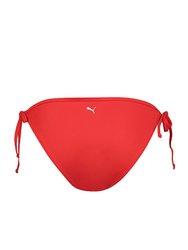 Womens/Ladies Side Tie Bikini Bottoms - Red