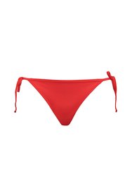 Womens/Ladies Side Tie Bikini Bottoms - Red - Red