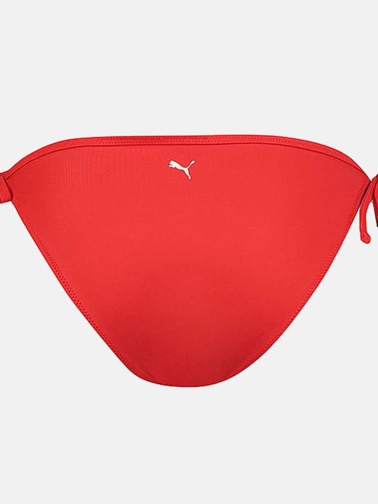 Womens/Ladies Side Tie Bikini Bottoms - Red