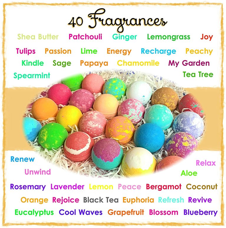 40 XL Gift Box Bulk Natural Bath Bombs Kit By Go Party