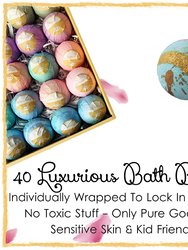 40 XL Gift Box Bulk Natural Bath Bombs Kit By Go Party