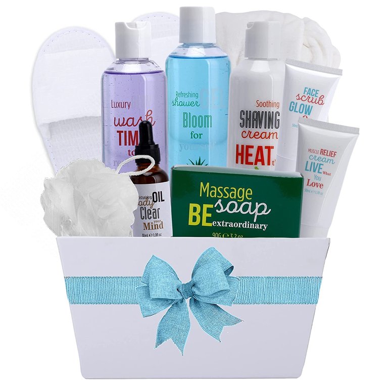 Above And Beyond Spa Gift Basket For Women And Men! Mango Melon & Sweet Orange Essential Oils Spa Bath Set